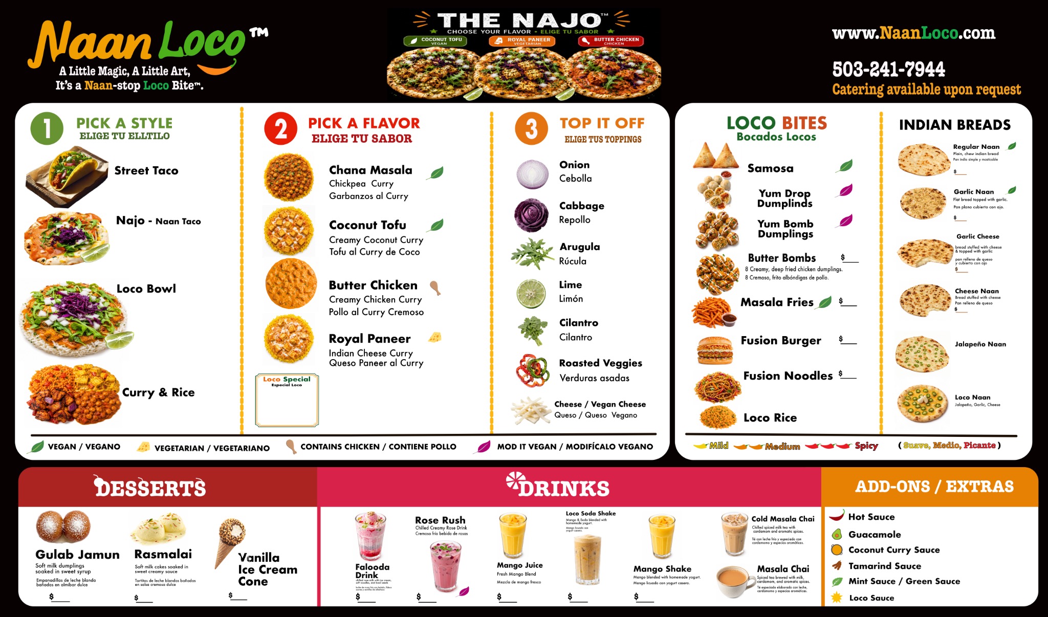 Naan Loco full menu poster
